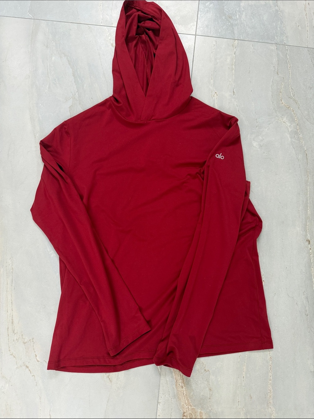 ALO Yoga Hooded Long Sleeve Top - Burgundy
